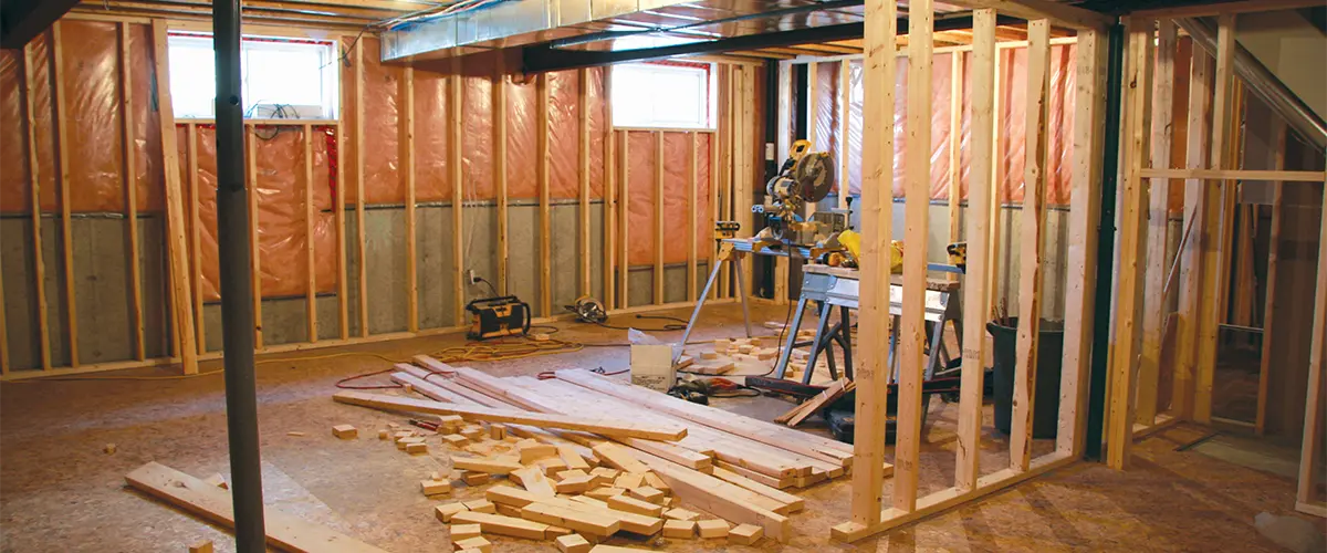 A basement remodel work in progress