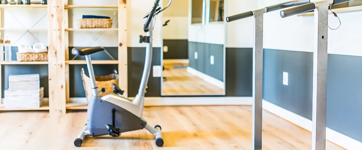 An in-home gym with equipment