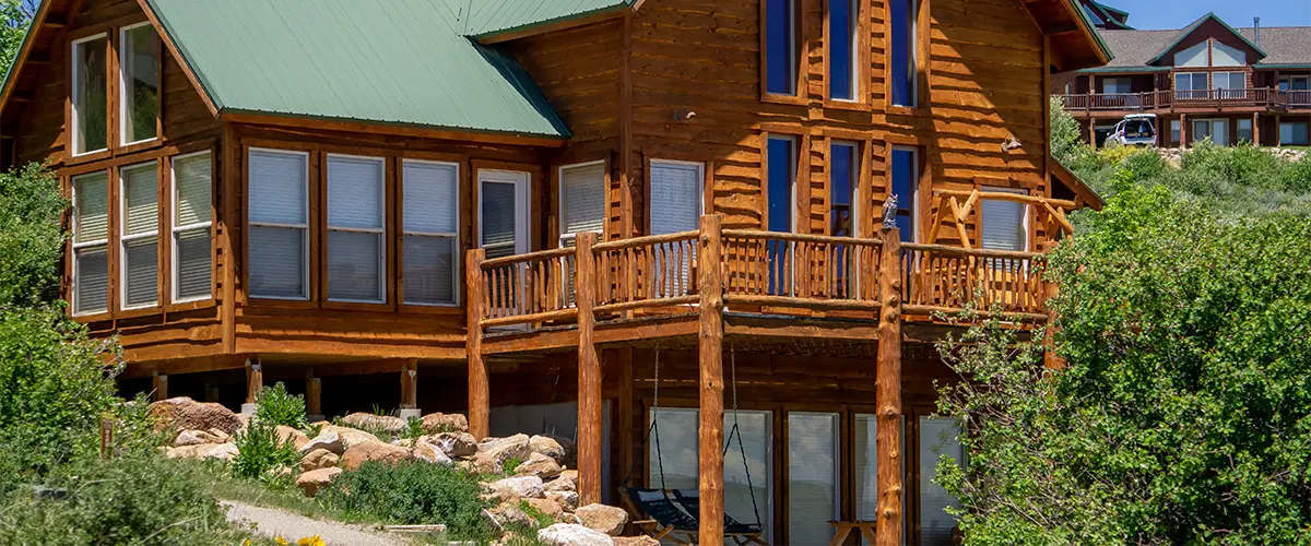 Wooden home with walk-out basement