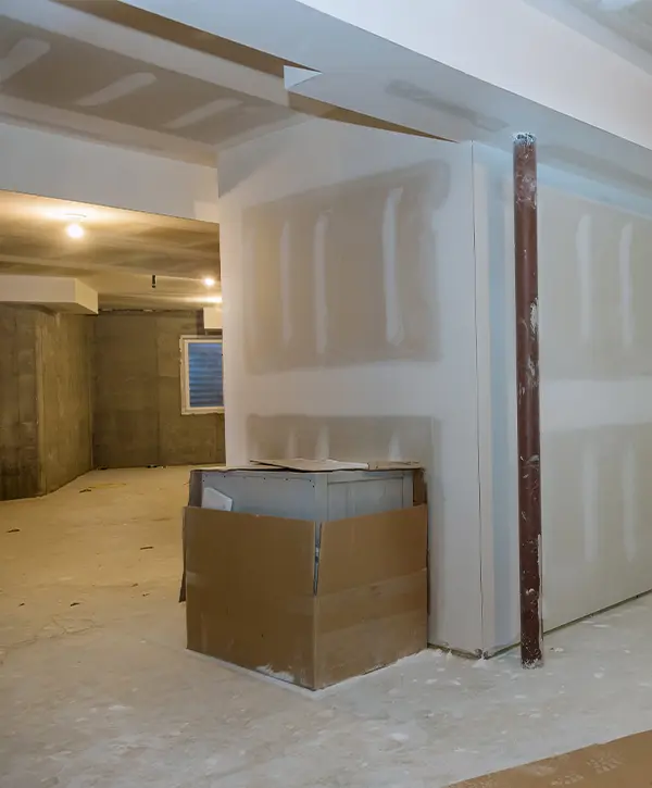 An empty basement remodel in Omaha