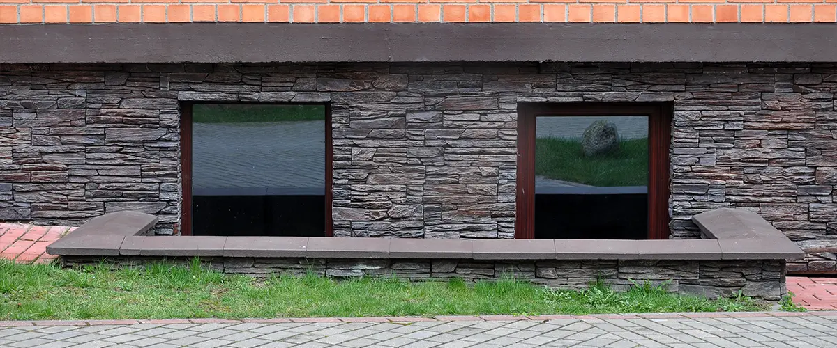 A walkout basement with retaining wall