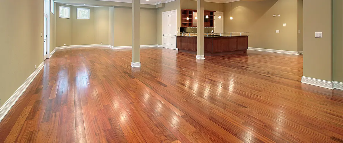 Wood floor in a large basement