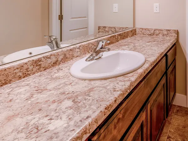 Granite countertop with wood cabinets