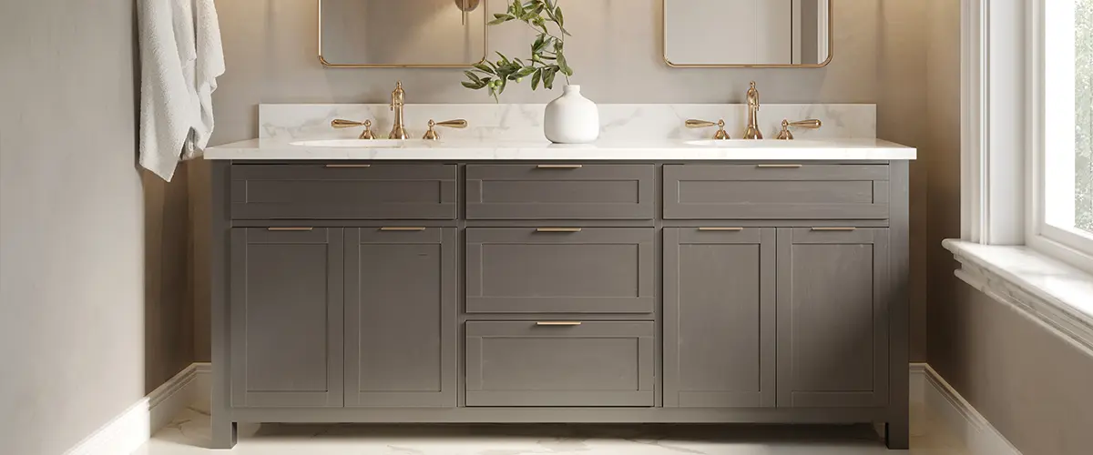 A gray double vanity