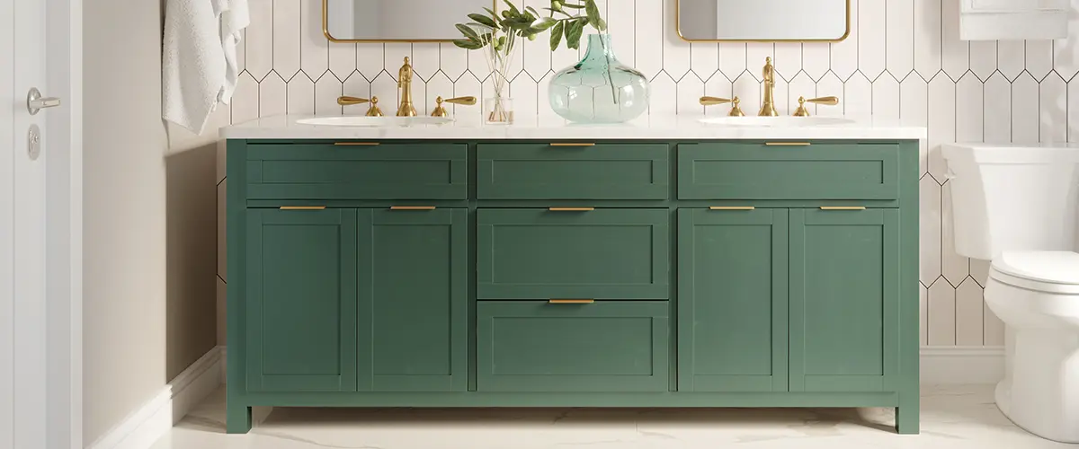 Large green vanity in a bathroom remodeling in Elkhorn