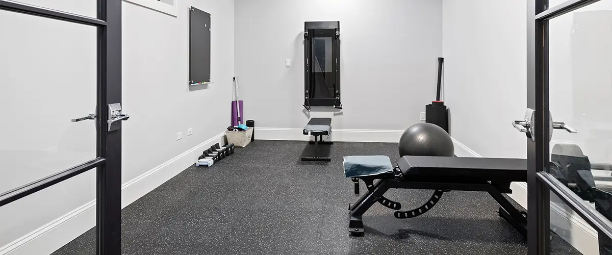 A gym in a basement