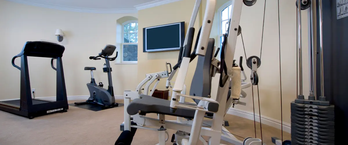 A gym in a basement