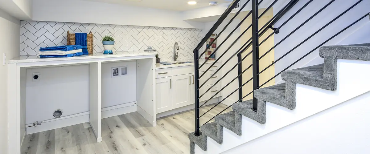 Laundry room in a basement remodeling cost in Omaha