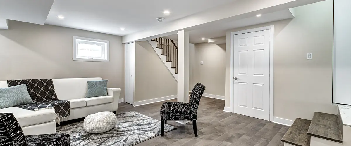 A basement finished into a living space