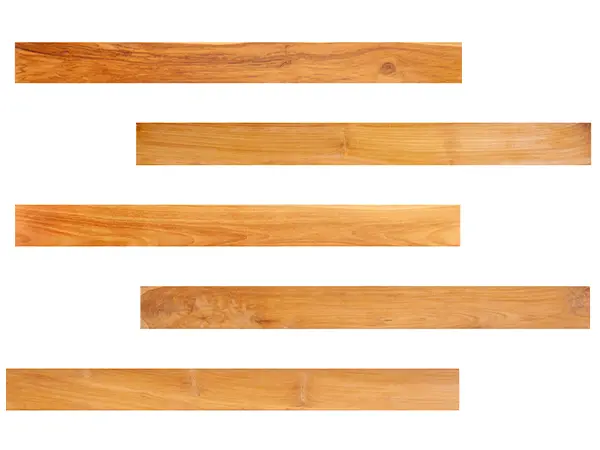Rustic plank of teak wood isolated on white background